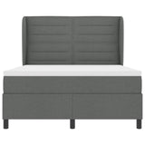 Box Spring Bed Dark Grey and White 137 x 190 cm Fabric