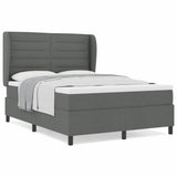 Box Spring Bed Striped with Headboard White 193 x 137 x 128 cm - Top-Down View