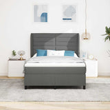 Box Spring Bed Striped Dark Grey and White 203 x 152 x 128 cm - Top-Down View