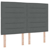 Box Spring Bed Striped Dark Grey and White 203 x 152 x 128 cm - Front View