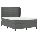 Box Spring Bed Dark Grey and White 152 x 203 cm Fabric