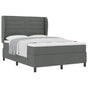 Box Spring Bed Dark Grey and White 152 x 203 cm Fabric