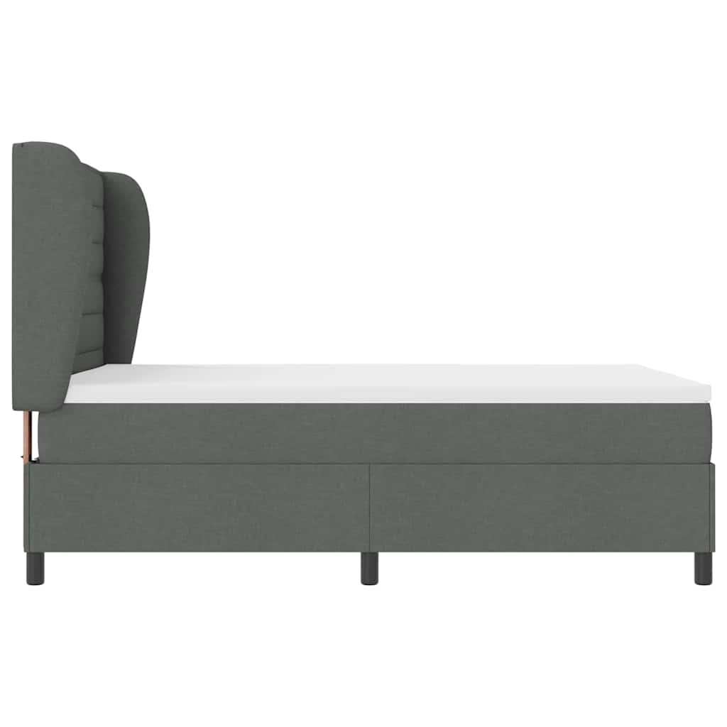 Box Spring Bed Dark Grey and White 152 x 203 cm Fabric