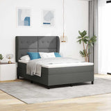 Box Spring Bed Manual Dark Grey and White 203 x 152 x 128 cm