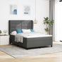 Box Spring Bed Dark Grey and White 152 x 203 cm Fabric