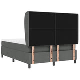 Box Spring Bed Dark Grey and White 152 x 203 cm Fabric