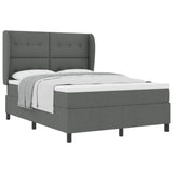 Box Spring Bed Dark Grey and White 152 x 203 cm Fabric