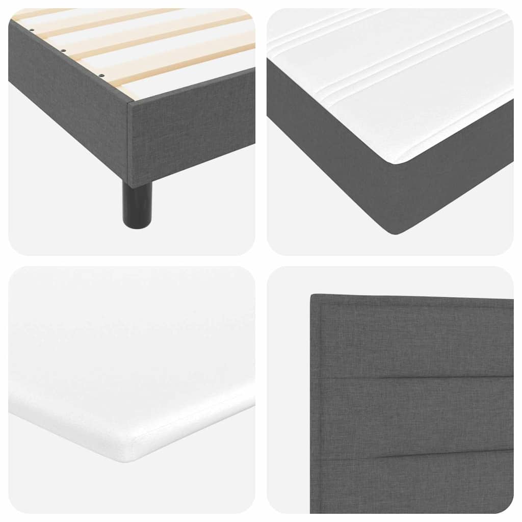 Box Spring Bed Dark Grey and White 107 x 203 cm Fabric