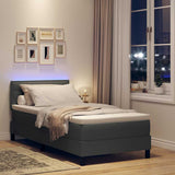 Box Spring Bed Dark Grey and White 107 x 203 cm Fabric