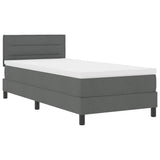 Box Spring Bed Dark Grey and White 107 x 203 cm Fabric - Front View