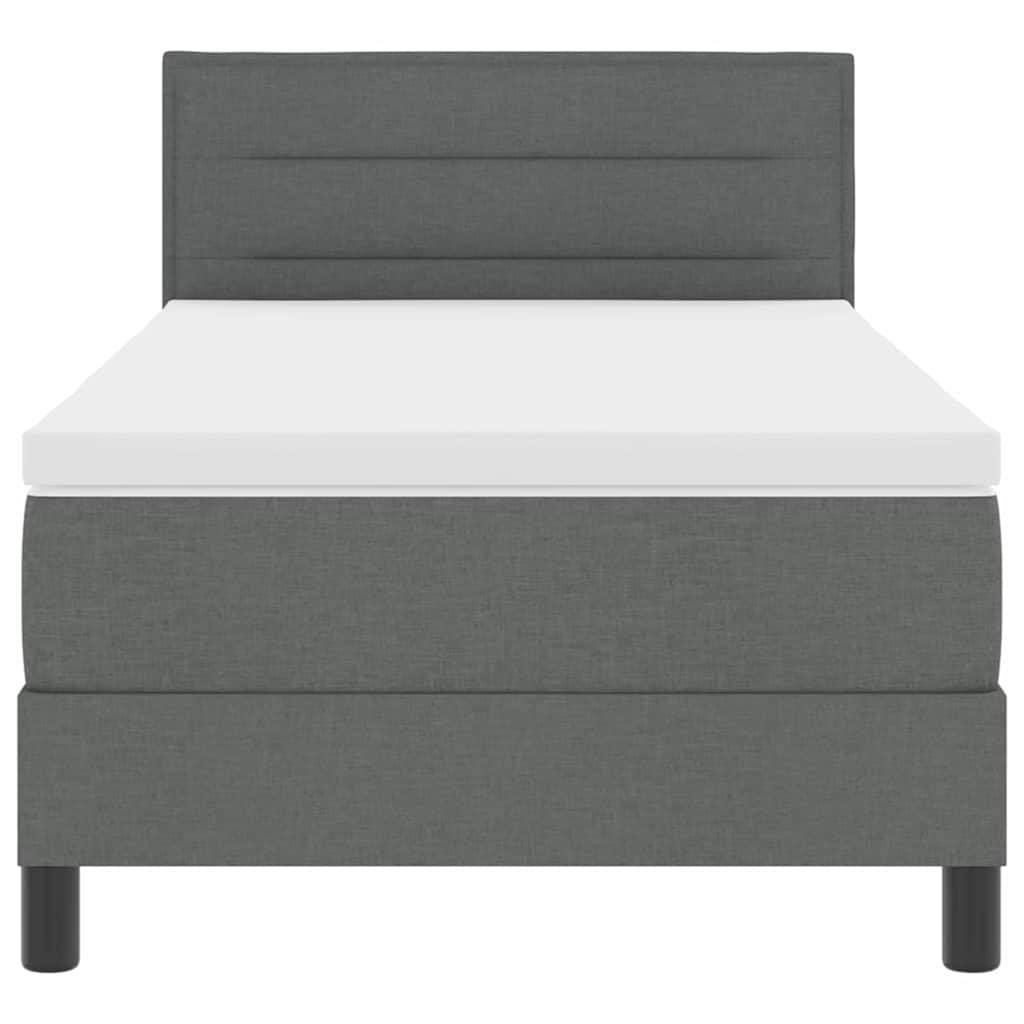 Box Spring Bed Dark Grey and White 107 x 203 cm Fabric