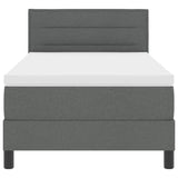 Box Spring Bed Dark Grey and White 107 x 203 cm Fabric