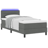 Box Spring Bed Dark Grey and White 107 x 203 cm Fabric