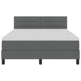 Box Spring Bed Striped Dark Grey and White 193 x 137 x 88 cm - Extra Image