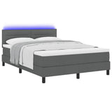 Box Spring Bed Dark Grey and White 137 x 187 cm Fabric