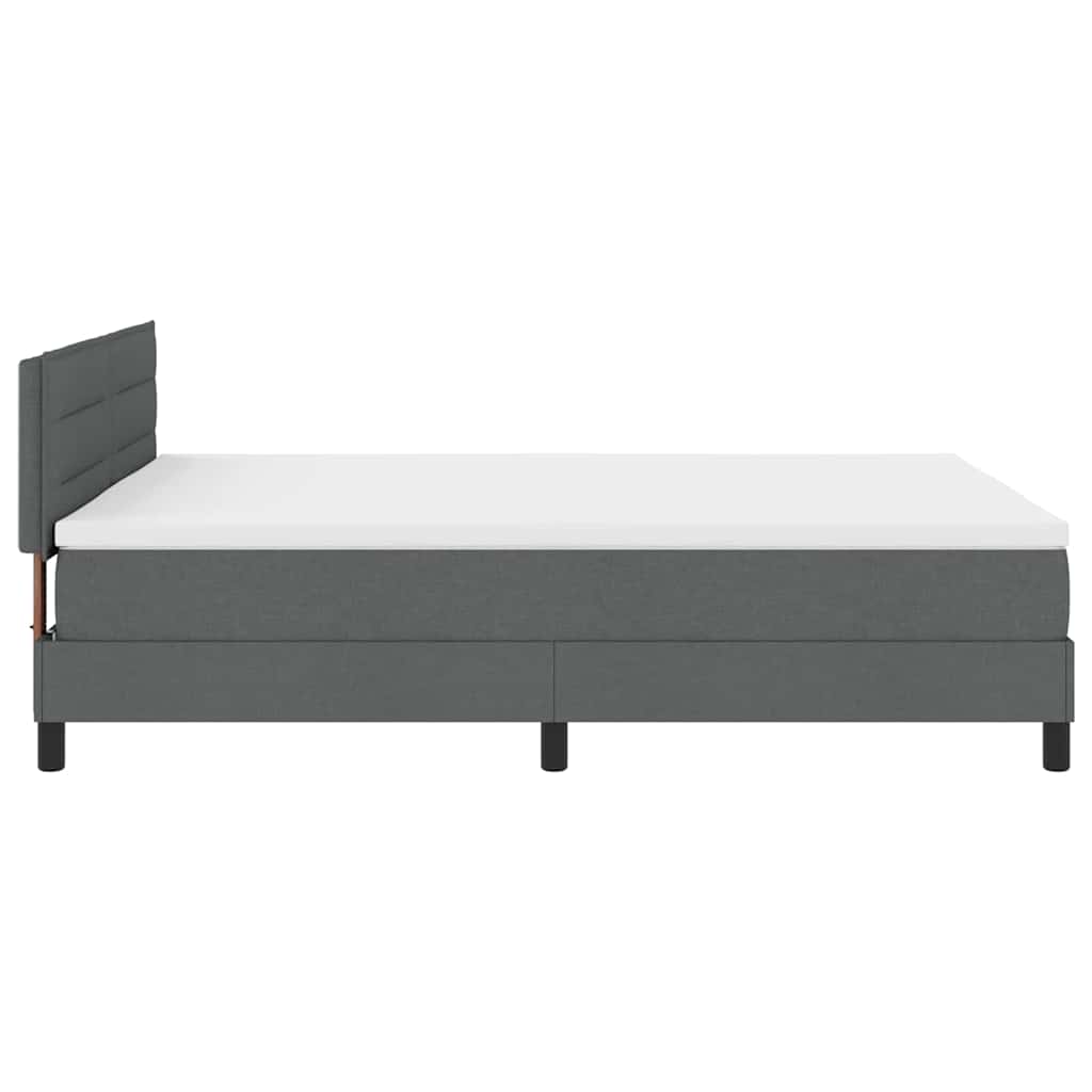 Box Spring Bed Striped Dark Grey and White 193 x 137 x 88 cm