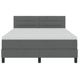 Box Spring Bed Dark Grey and White 152 x 203 cm Fabric