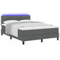 Box Spring Bed Dark Grey and White 152 x 203 cm Fabric