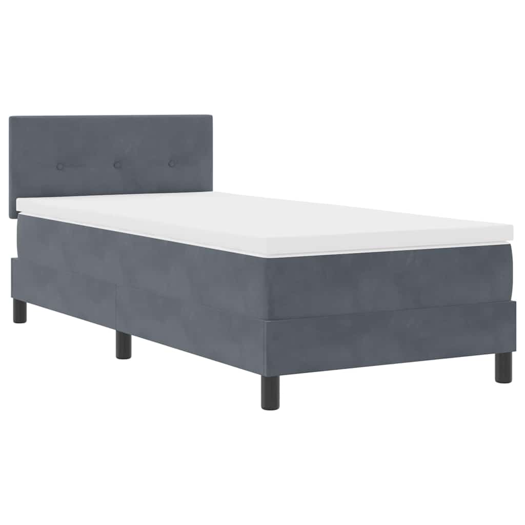 Box Spring Bed Dark Grey and White 107 x 203 cm Fabric