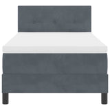 Box Spring Bed Dark Grey and White 107 x 203 cm Fabric