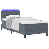 Box Spring Bed Dark Grey and White 107 x 203 cm Fabric
