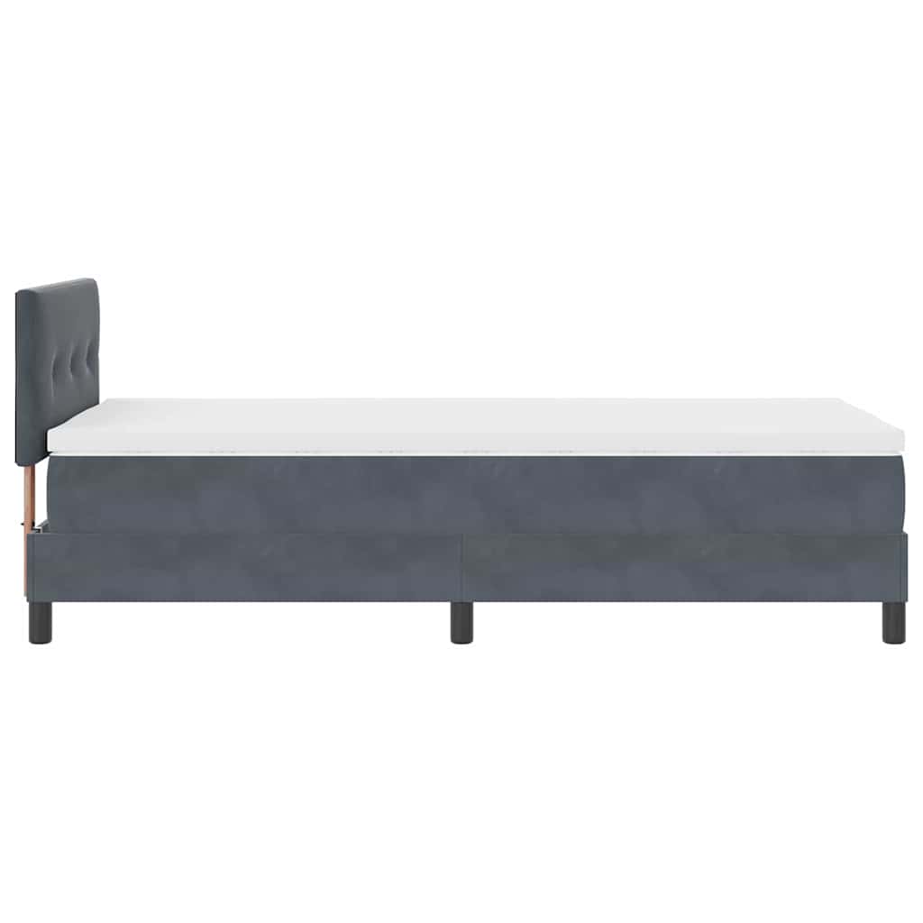 Box Spring Bed Dark Grey and White 107 x 203 cm Fabric
