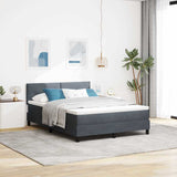 Box Spring Bed Manual Dark Grey and White 203 x 152 x 88 cm