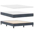 Box Spring Bed Dark Grey and White 152 x 203 cm Fabric
