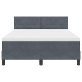 Box Spring Bed Dark Grey and White 152 x 203 cm Fabric