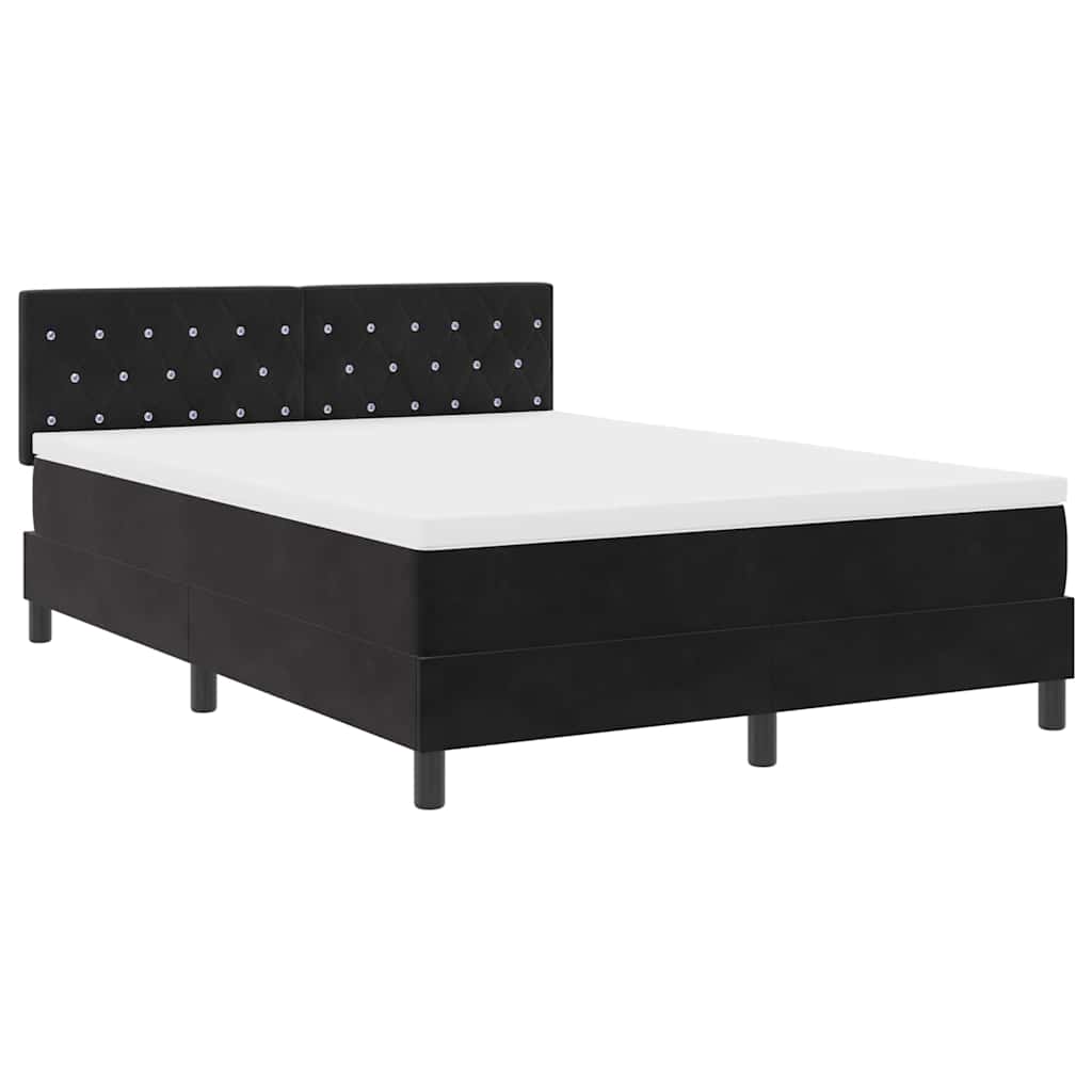 Box Spring Bed Black and White 137 x 187 cm Velvet