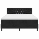 Box Spring Bed Black and White 137 x 187 cm Velvet - Low Angle