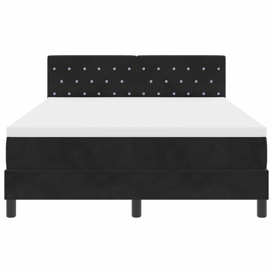 Box Spring Bed Black and White 152 x 203 cm Velvet