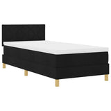 Box Spring Bed Black and White 107 x 203 cm Fabric