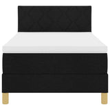 Box Spring Bed Black and White 107 x 203 cm Fabric