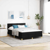 Box Spring Bed Geometric Black and White 193 x 137 x 88 cm