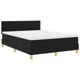 Box Spring Bed Black and White 137 x 187 cm Velvet