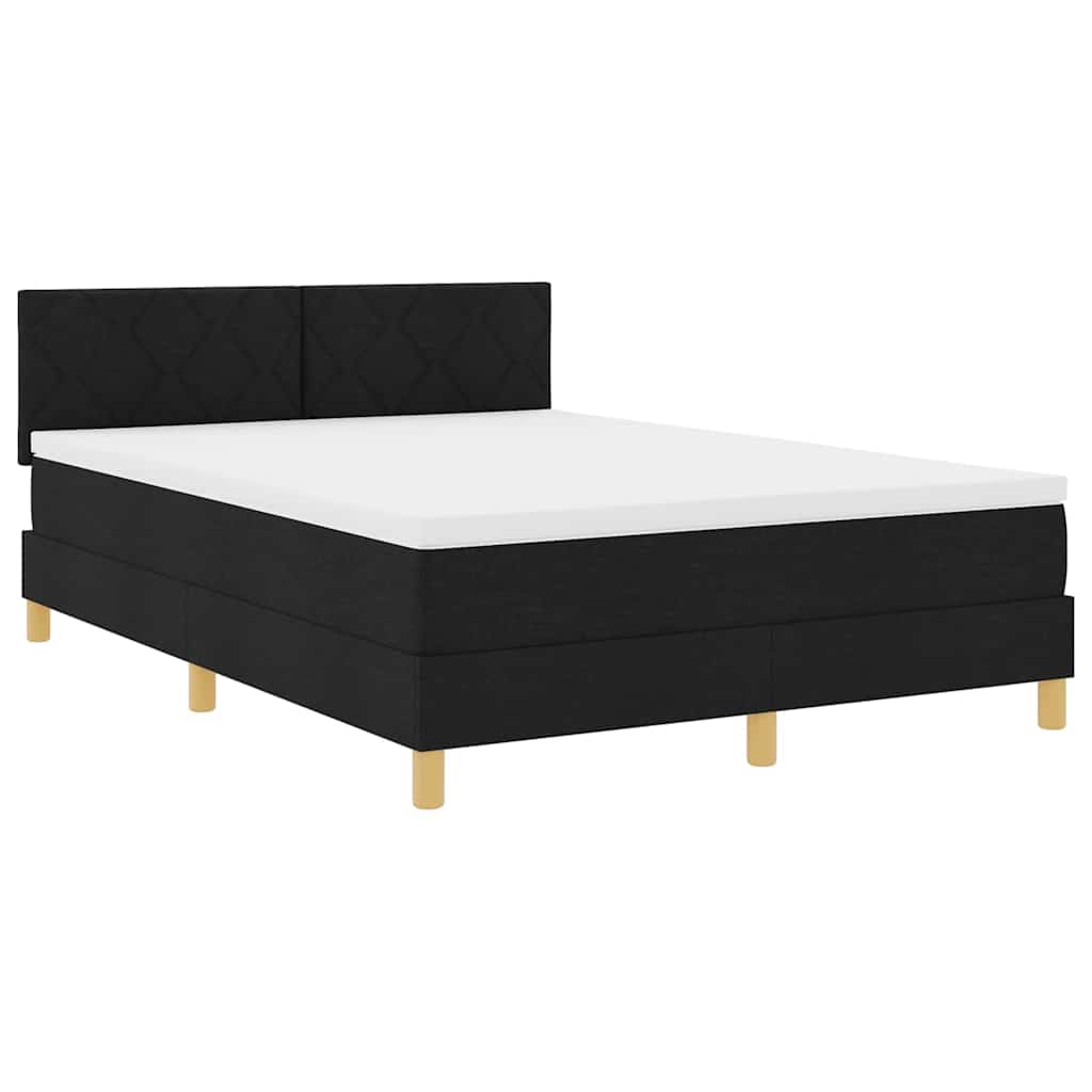 Box Spring Bed Geometric Black and White 193 x 137 x 88 cm