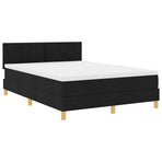 Box Spring Bed Black and White 137 x 187 cm Velvet