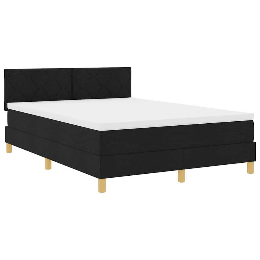Box Spring Bed Black and White 137 x 187 cm Velvet