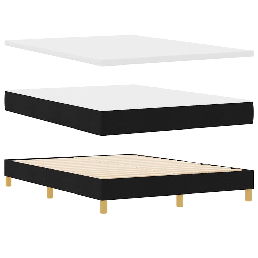 Box Spring Bed Geometric Black and White 193 x 137 x 88 cm