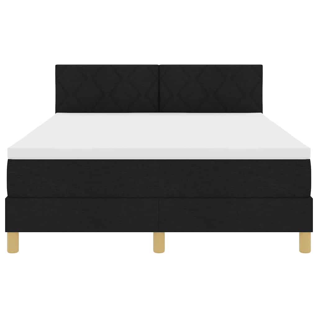 Box Spring Bed Geometric Black and White 193 x 137 x 88 cm