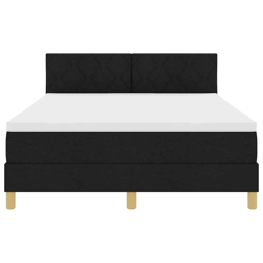 Box Spring Bed Black and White 137 x 187 cm Velvet