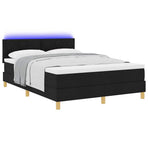 Box Spring Bed Black and White 137 x 187 cm Velvet