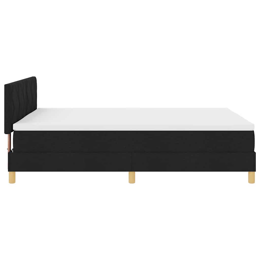 Box Spring Bed Geometric Black and White 193 x 137 x 88 cm