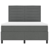 Box Spring Bed Dark Grey and White 137 x 190 cm Fabric