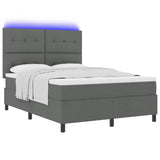 Box Spring Bed Dark Grey and White 152 x 203 cm Fabric