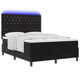 Box Spring Bed Black and White 152 x 203 cm Velvet