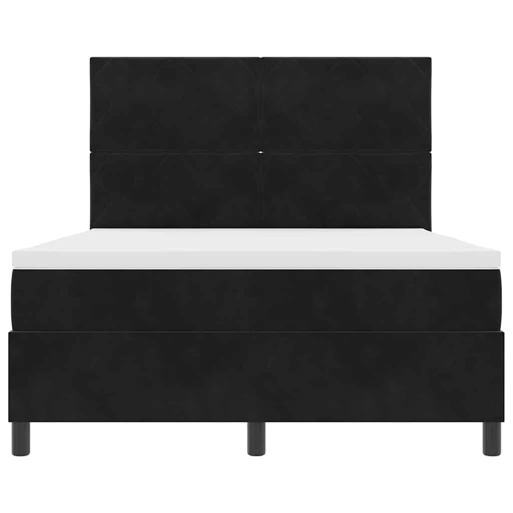 Box Spring Bed Black and White 137 x 187 cm Velvet