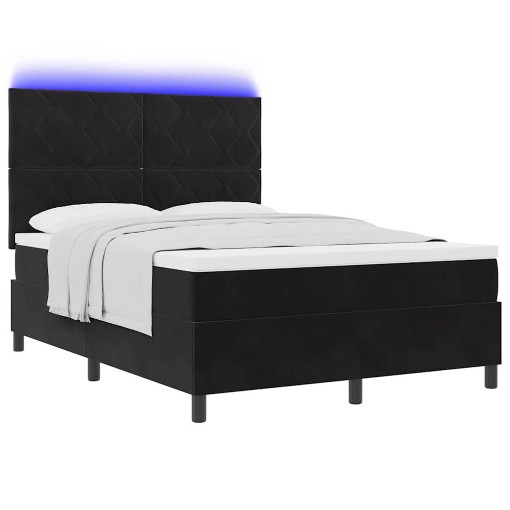 Box Spring Bed Black and White 137 x 187 cm Velvet