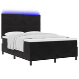 Box Spring Bed Black and White 137 x 187 cm Velvet